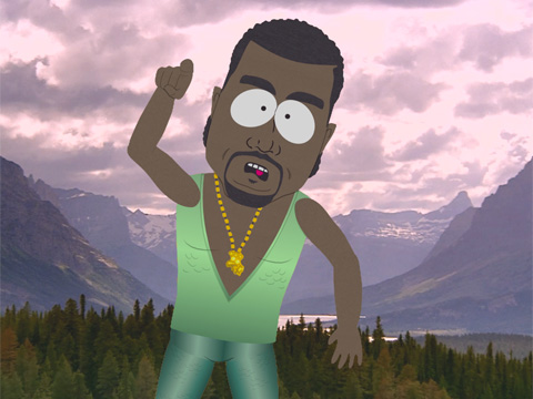 Kanye West refuse l'accès à son concert aux photographes. Mais bon, en gros, il ressemble un peu à ceci. (Source : SouthParkStudios.com)