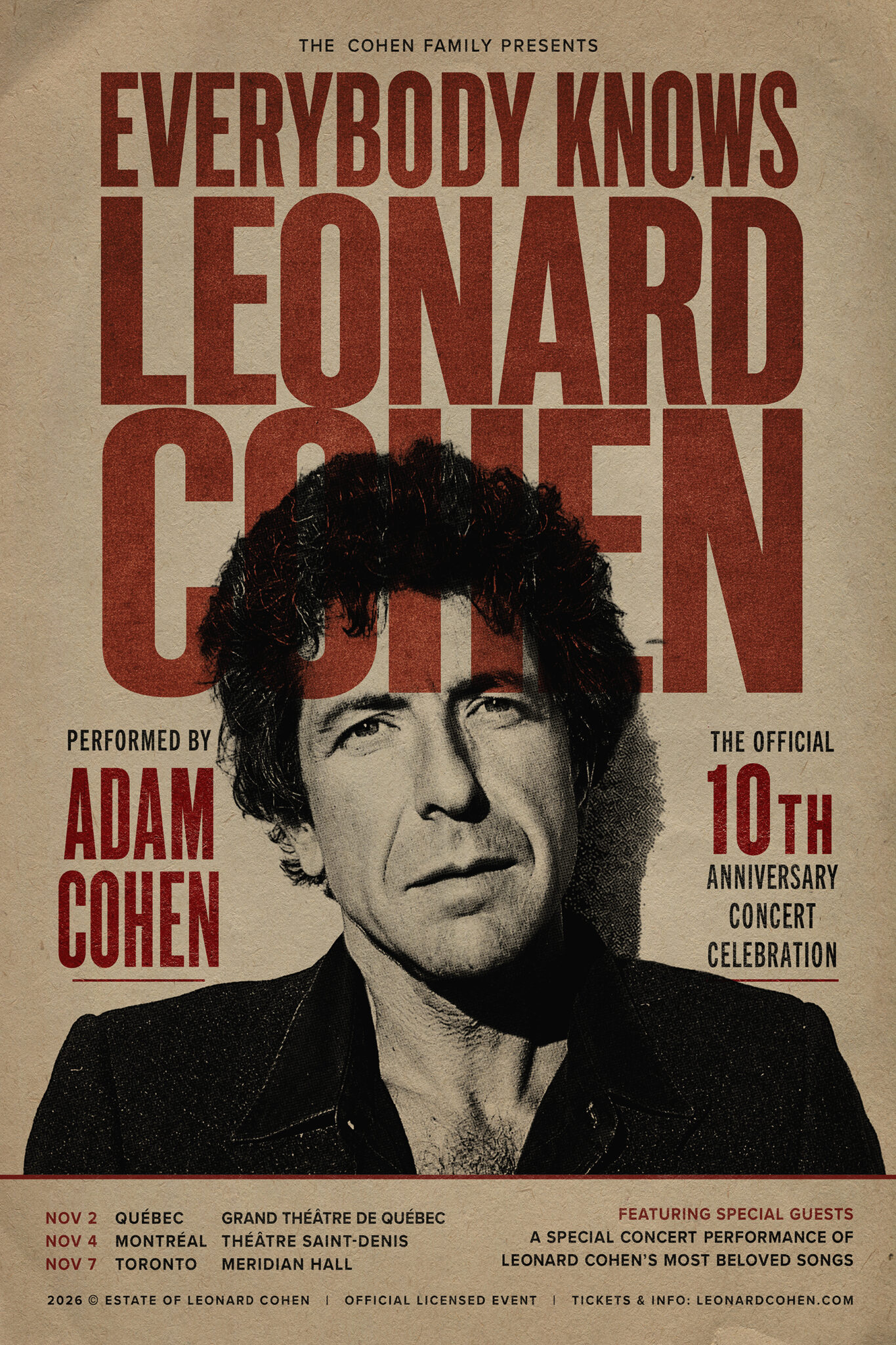 La première tournée hommage à Leonard Cohen, menée par son fils Adam ...