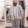 Sors-tu.ca : Sinon y'a le top rayé avec pantalons à motifs. Mais ça prend des pantalons plus larges et rayées pour que ça fitte.