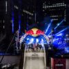 Andreas Langreiter/Red Bull Content Pool. Team Living The Dream compete against Aftersky Team Sweden during the Team Competition of the fourth stage of Red Bull Crashed Ice, the Ice Cross Downhill World Championship in Edmonton, Canada on March 13, 2015.